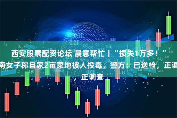 西安股票配资论坛 晨意帮忙丨“损失1万多！”湖南女子称自家2亩菜地被人投毒，警方：已送检，正调查